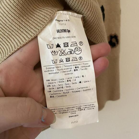 RED VALENTINO wool silk cashmere black tan floral mesh sweater - Picture 6 of 6